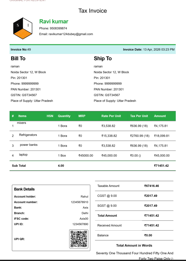 Modern Kirana Bill